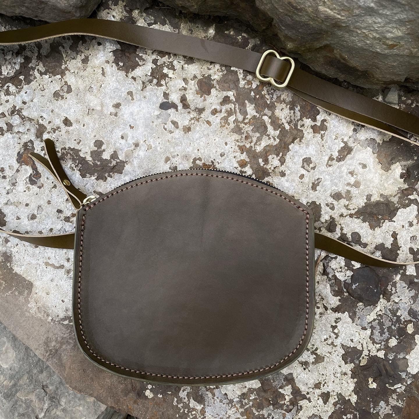 Olive leather sling bag